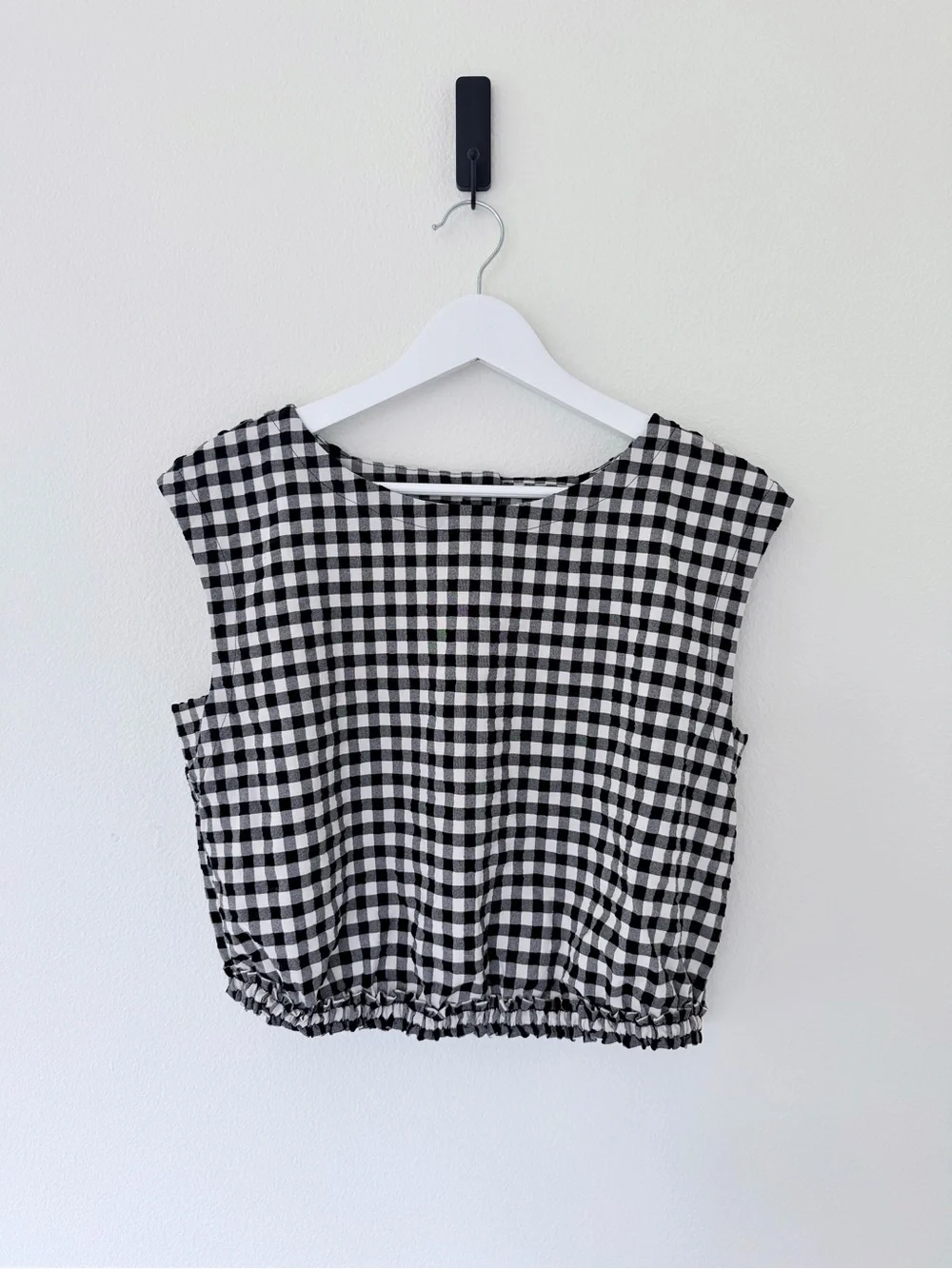Maeve Anthropologie Black & White Gingham Crop Top Size Medium